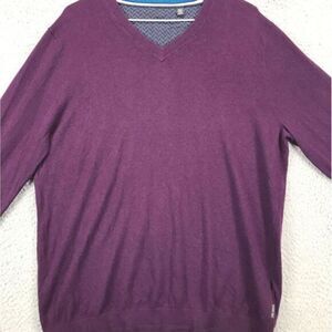 Ted Baker Sweater Adult XL Purple‎ Wool Cashmere Blend V-Neck Knit Pullover Mens